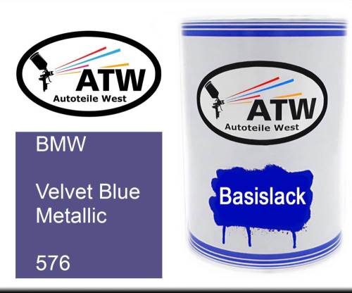 BMW, Velvet Blue Metallic, 576: 500ml Lackdose, von ATW Autoteile West.